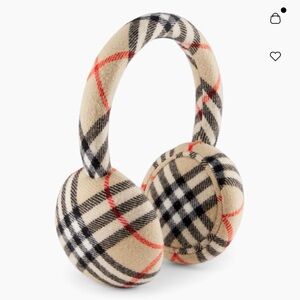 $450 NWT Burberry Unisex Adults Beige Wool Cashmere Check Earmuffs One Size